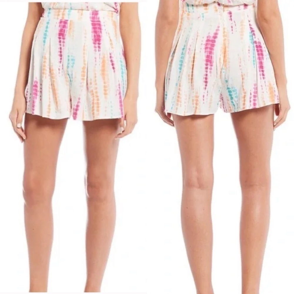 Nwot Gianni Bini tie dye multi watercolor white orange pink blue flowy shorts